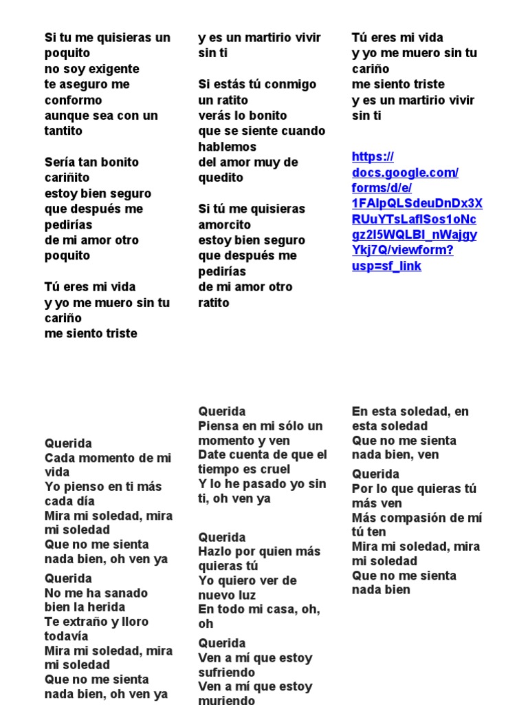Letras de Canciones para Aprender FJ JJJ | PDF | Amor | Las emociones