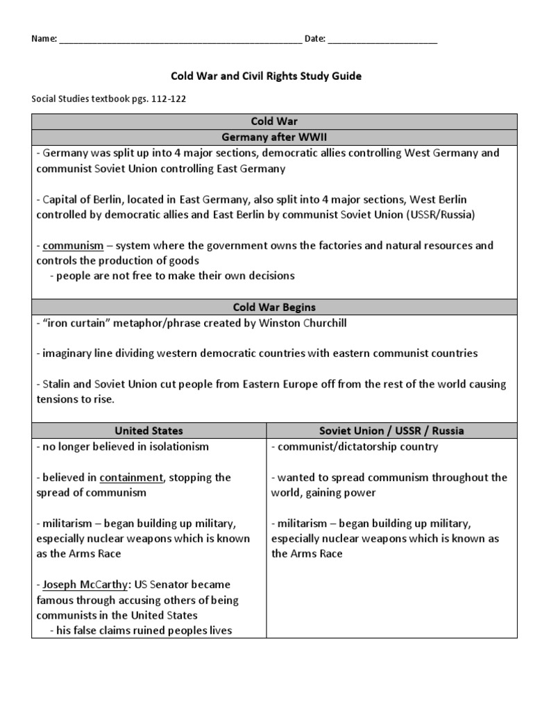 Cold War and Civil Rights Overview | PDF | Cold War | Communism