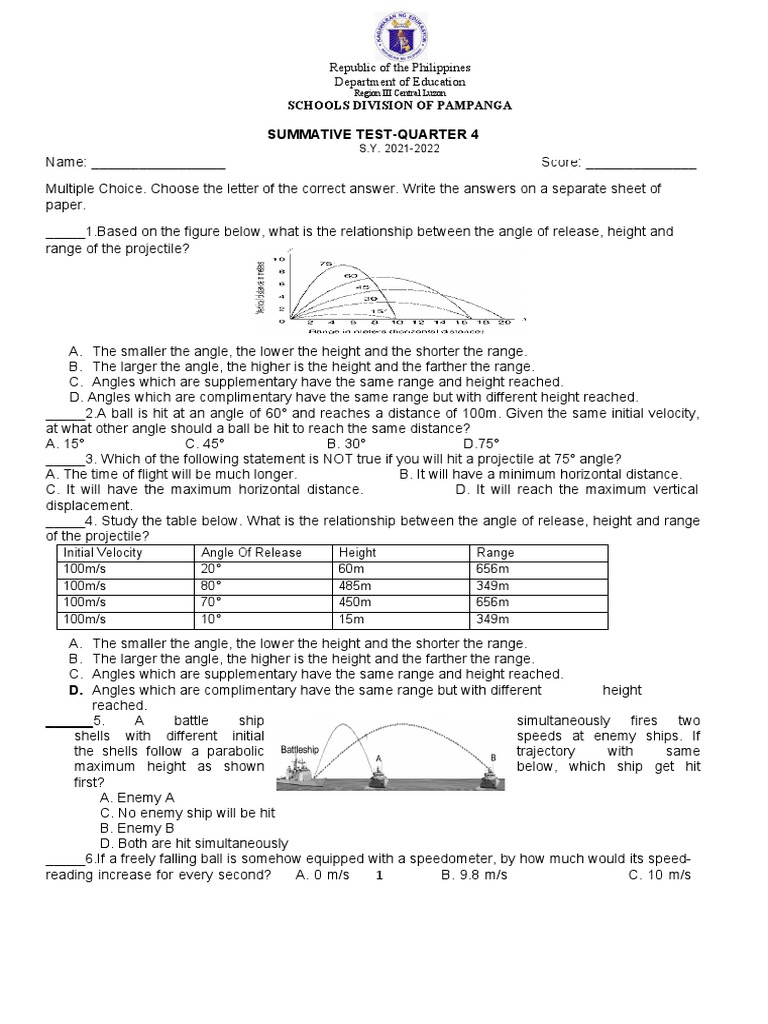 Quarter 4 Summative Test on Physics Concepts | PDF | Heat | Heat Transfer