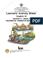 Learners' Activity Sheet: English 10