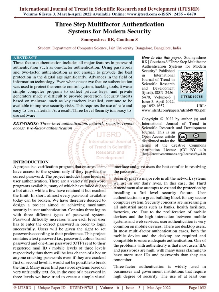 Three Step Multifactor Authentication Systems For Modern Security | PDF ...