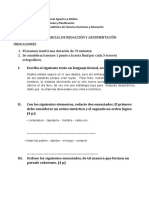 Examen parcial de redacción y argumentación en la Universidad Nacional Agraria La Molina