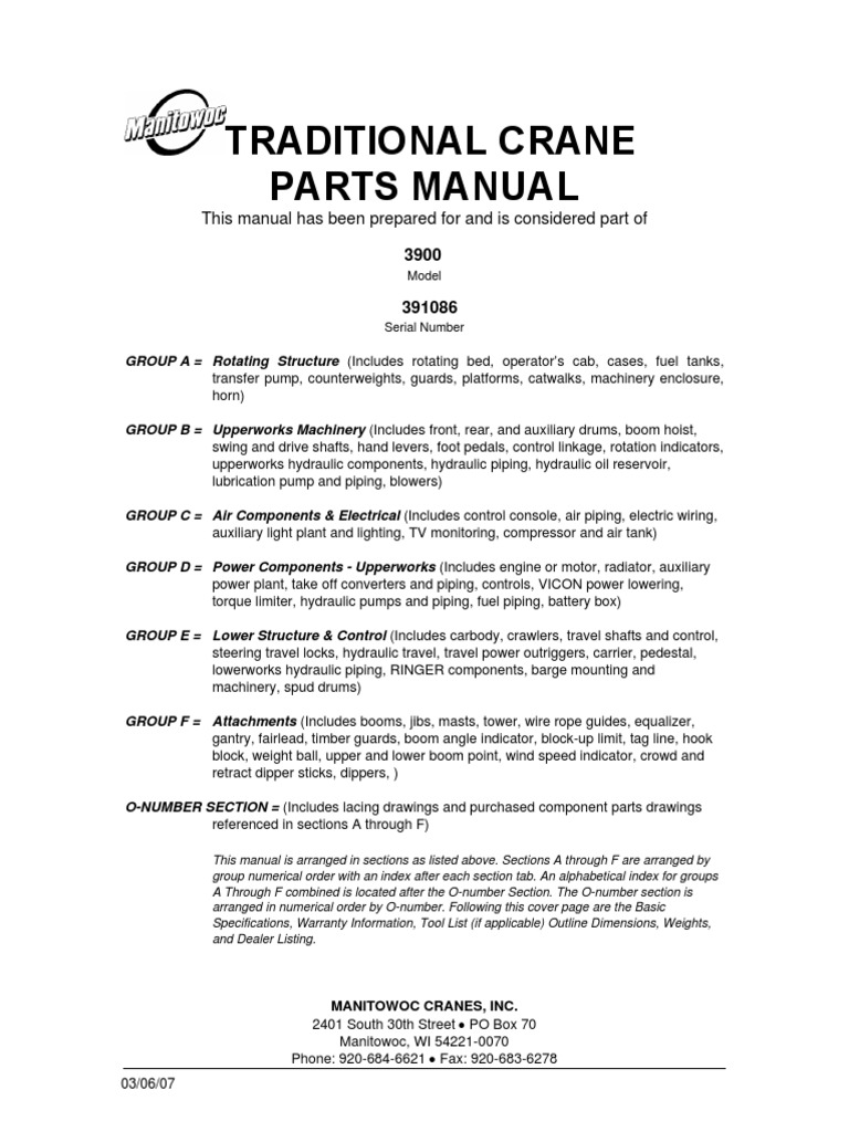 Catálogo Manitowoc 3900, PDF, Crane (Machine)