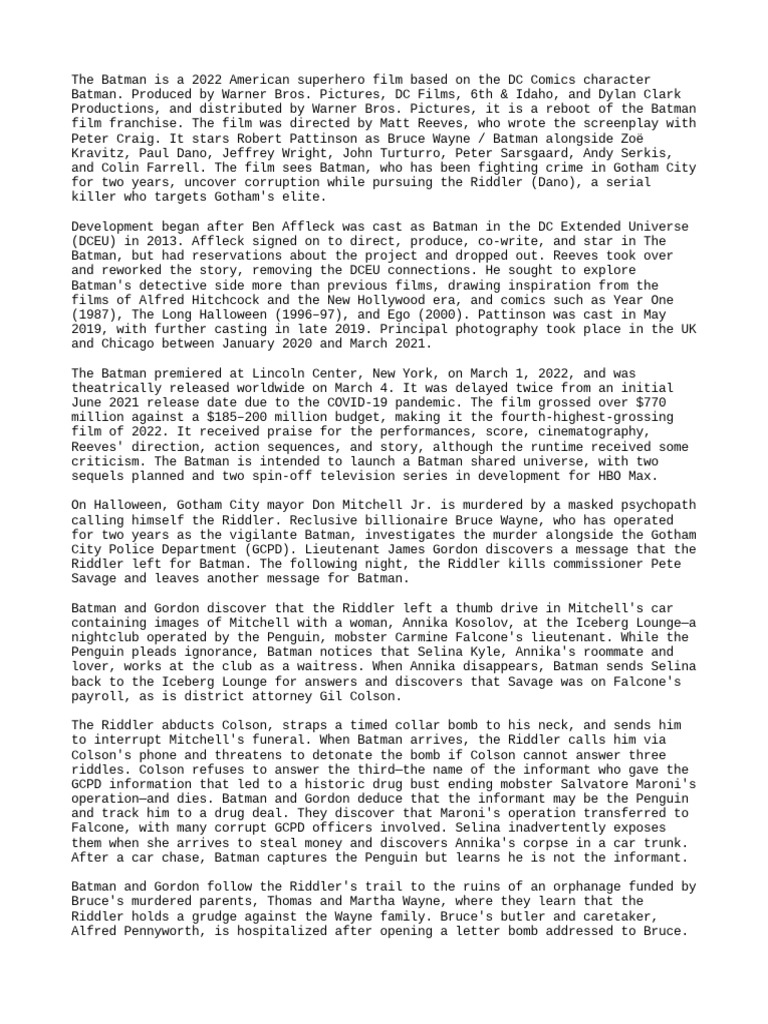 The Batman | PDF | Batman | Dc Comics
