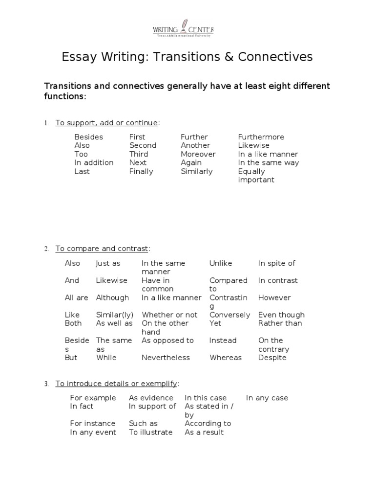 Connectives for essay writing image