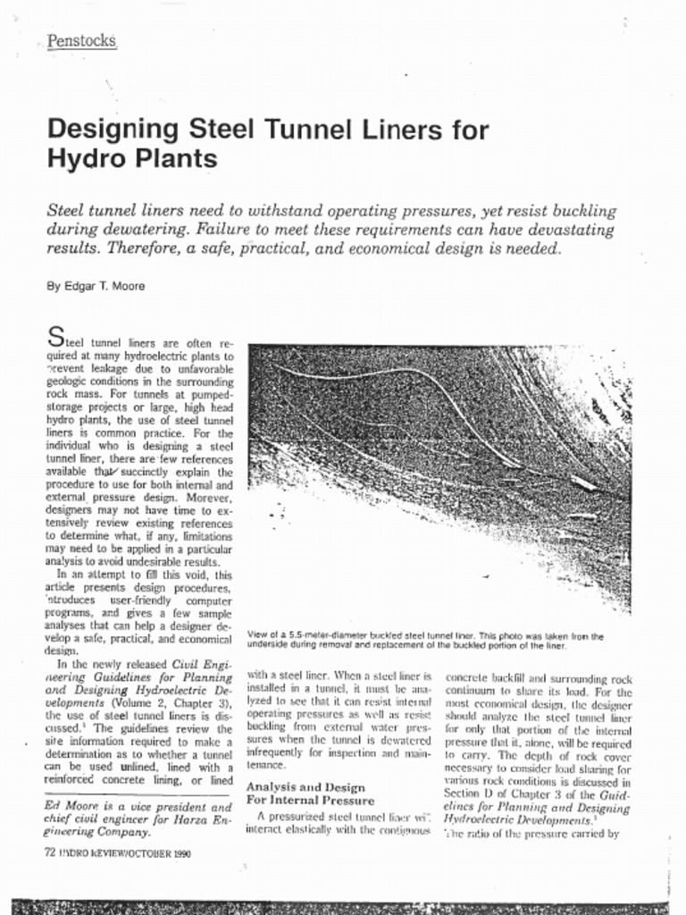 Moore - Designing Steel Tunnel Liners For Hydro Plants | PDF