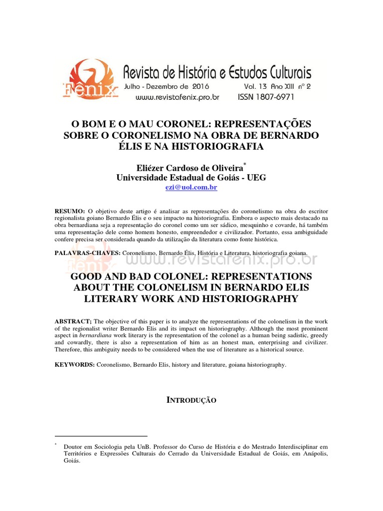 O Bom E O Mau Coronel Representações Sobre O Coronelismo Na Obra De