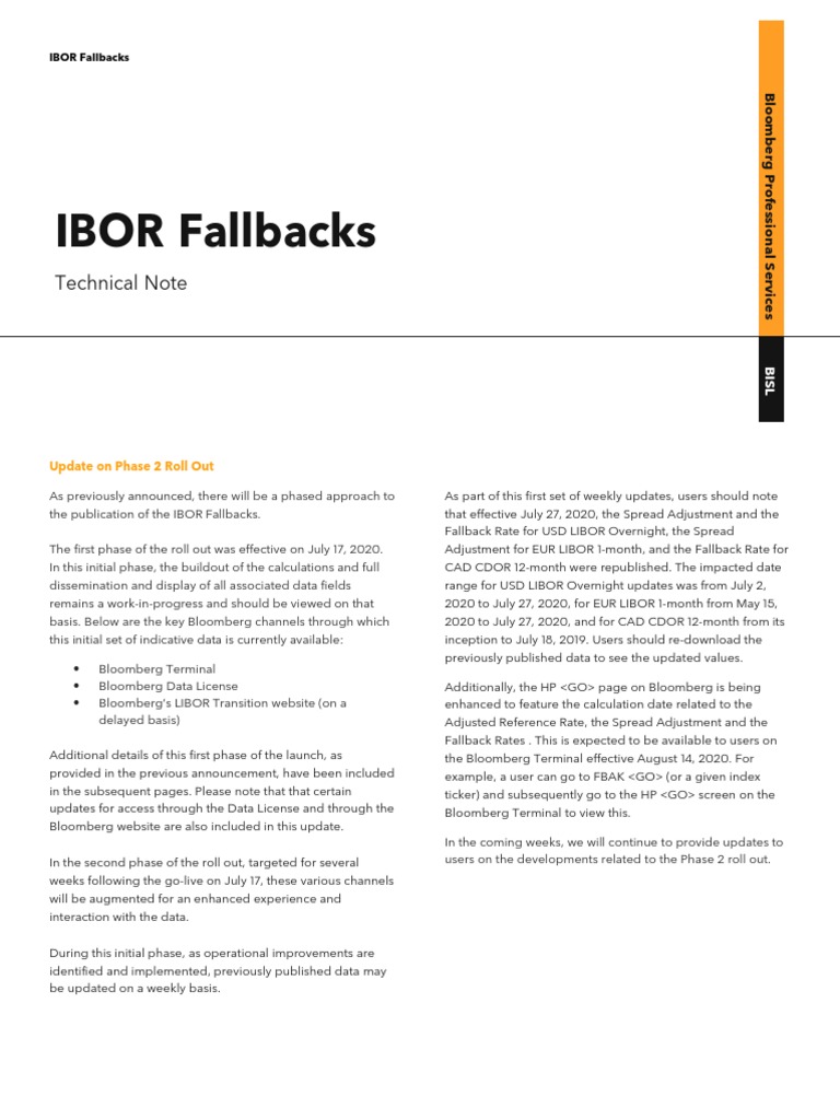 Bloomberg IBOR Fallbacks Technical Note | PDF | Bloomberg L.P. | Libor