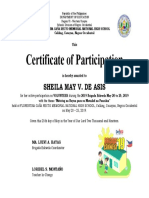 Certificate of Participation: Sheila May V. de Asis