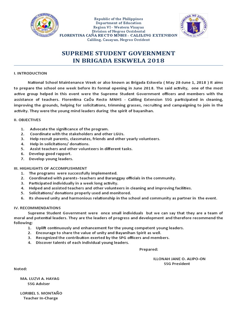 Accomplishment SPG in Brigada | PDF