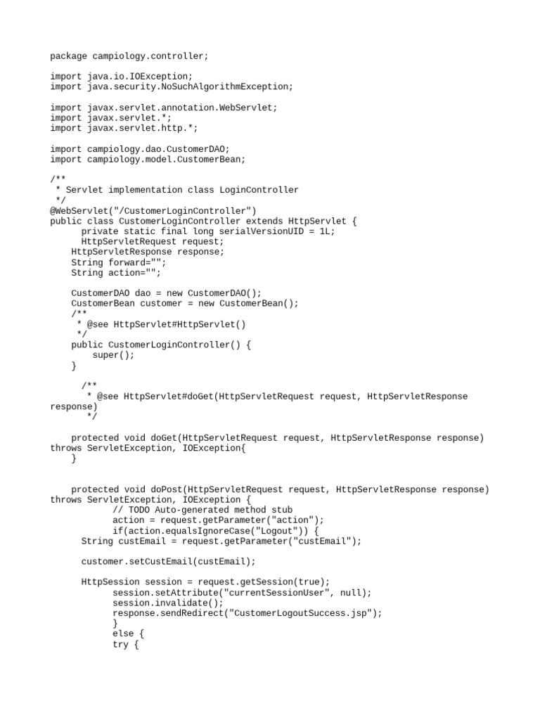 Customer Login Controller | PDF | Computer Programming | World Wide Web