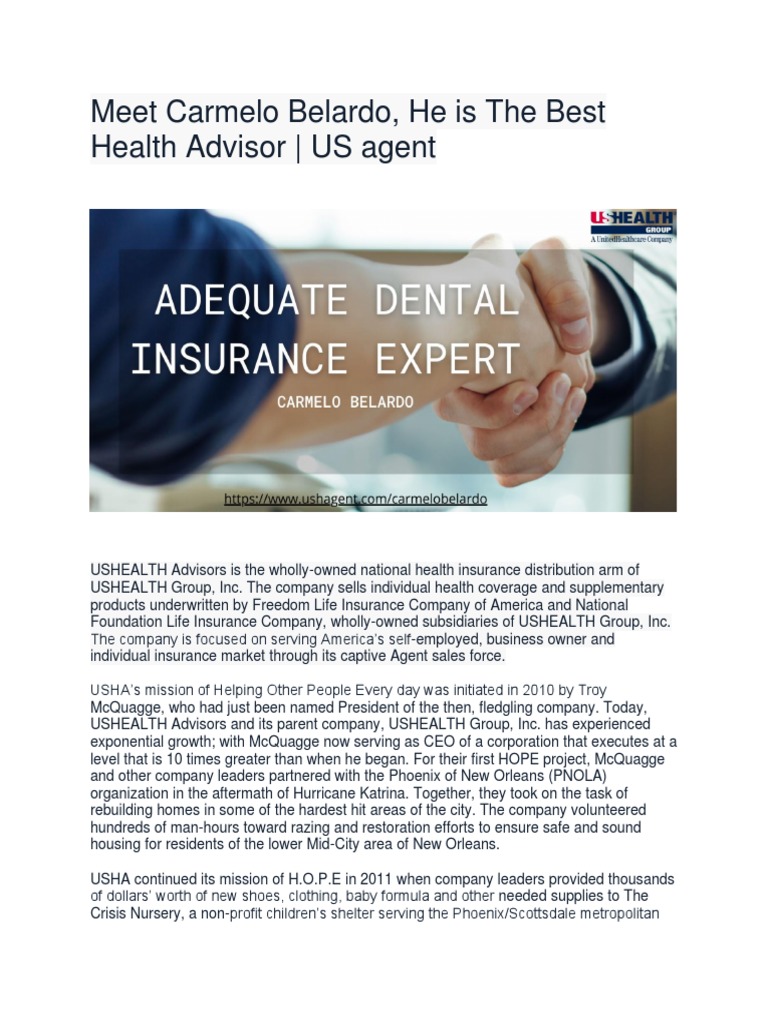 Meet Carmelo Belardo, He Is The Best Health Advisor US Agent PDF