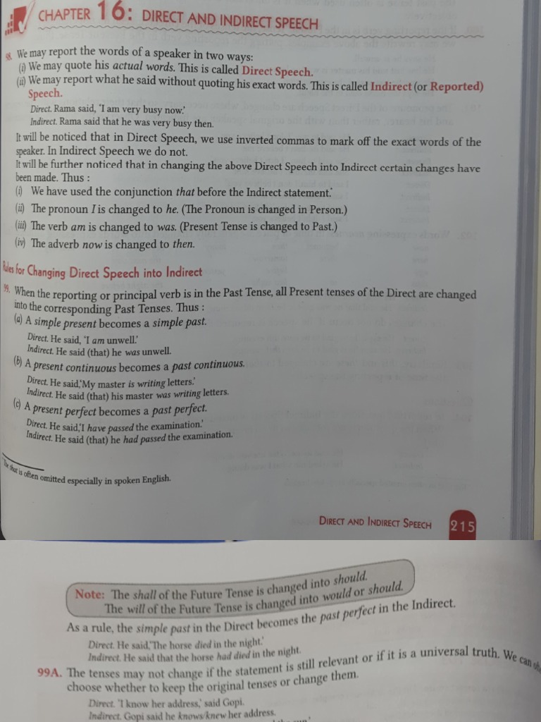 Direct and Indirect Speech-Class 9 English Grammar | PDF | Grammar ...