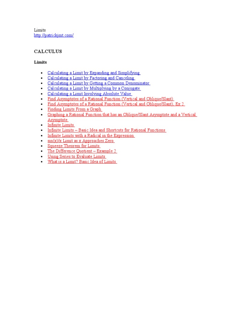 Calculating Limits in Calculus | PDF | Computers | Technology & Engineering