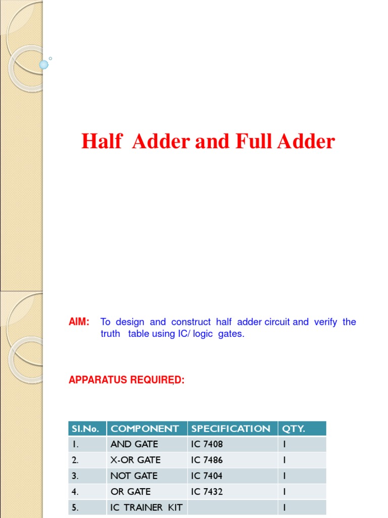 Half Adder and Full Adder | PDF | Logic Gate | Computer Engineering