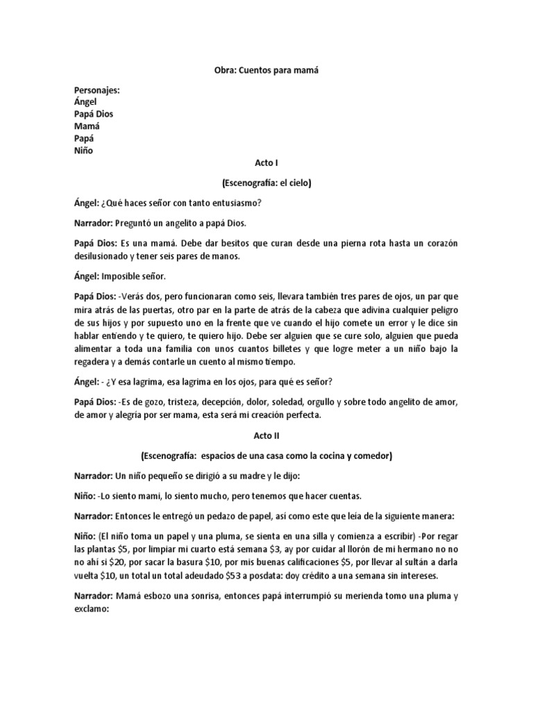 Obra de Teatro para El Día de Las Madres | PDF