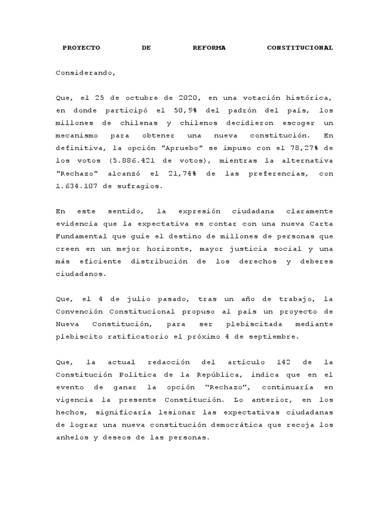 Proyecto de Reforma Constitucional Download Free PDF Constitución Ley constitucional