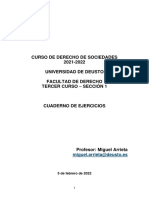 Cuaderno de Ejercicios de Derecho de Sociedades (05.02.2022)