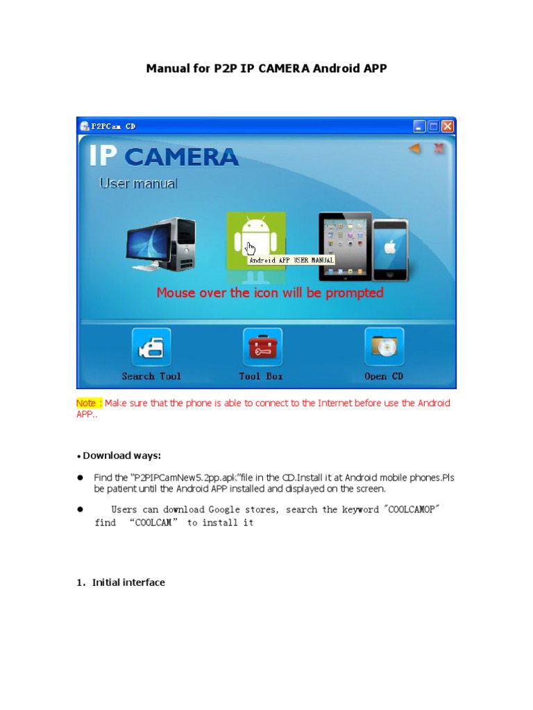 Manual For P2P IP CAMERA Android APP Mouse Over The Icon Will Be Prompted PDF Android