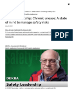 Safety Leadership: Chronic Unease: A State of Mind To Manage Safety Risks