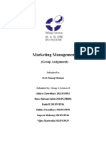 Marketing Management-I: (Group Assignment)