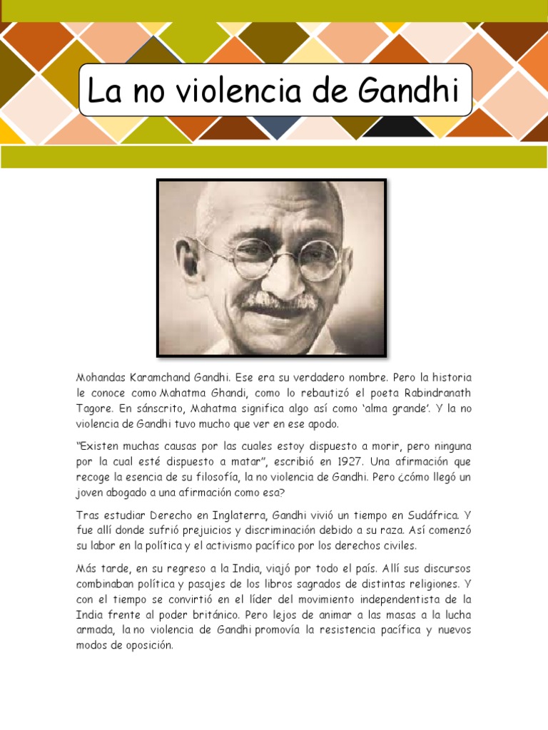 La no violencia de Gandhi: legado y lucha | PDF | Mahatma Gandhi