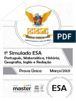 1o Simulado ESA - Prova Única de Português, Matemática, História, Geografia, Inglês e Redação