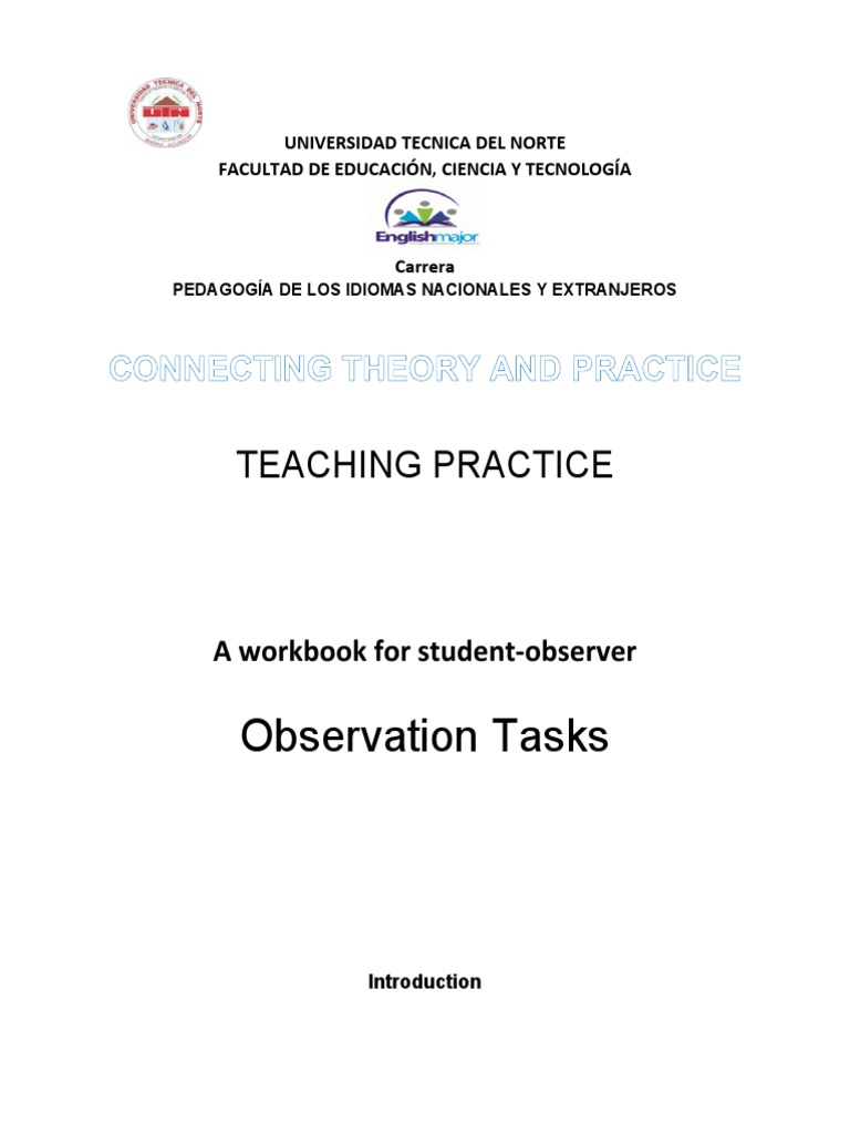 Teacher Observation Workbook Guide | PDF | Teachers | Classroom