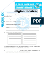 Ficha Inca Religion para Cuarto de Primaria