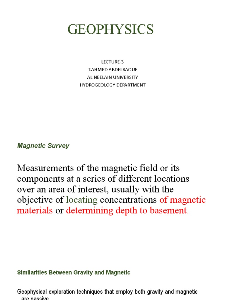 Geophysics Lecture3 T.Ahmed Abdelraouf Al Neelain University