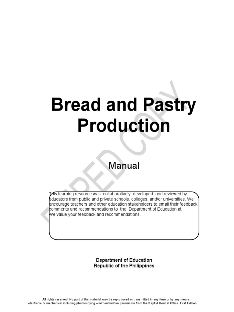 Bread and Pastry Production Manual PDF Baking Copyright