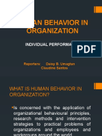 Human Behavior in Organization: Individual Performance
