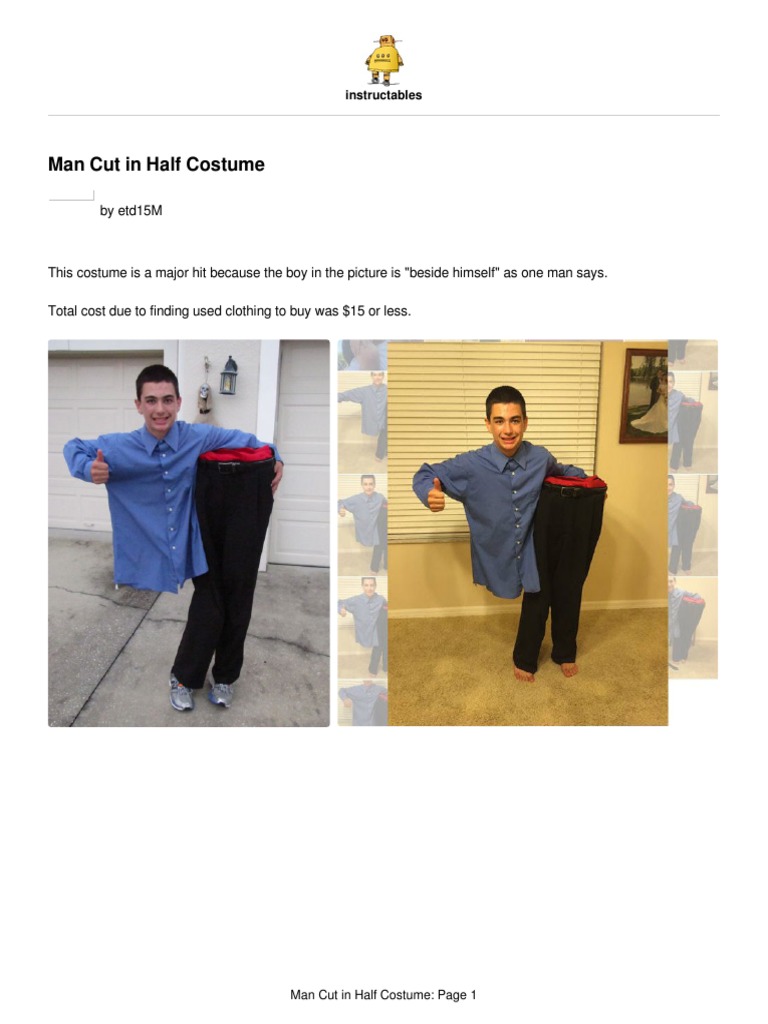 Man Cut in Half Costume by Etd15m PDF Trousers Shirt