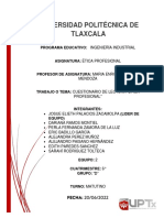 Cuestionario de Lectura - Etica Profesional