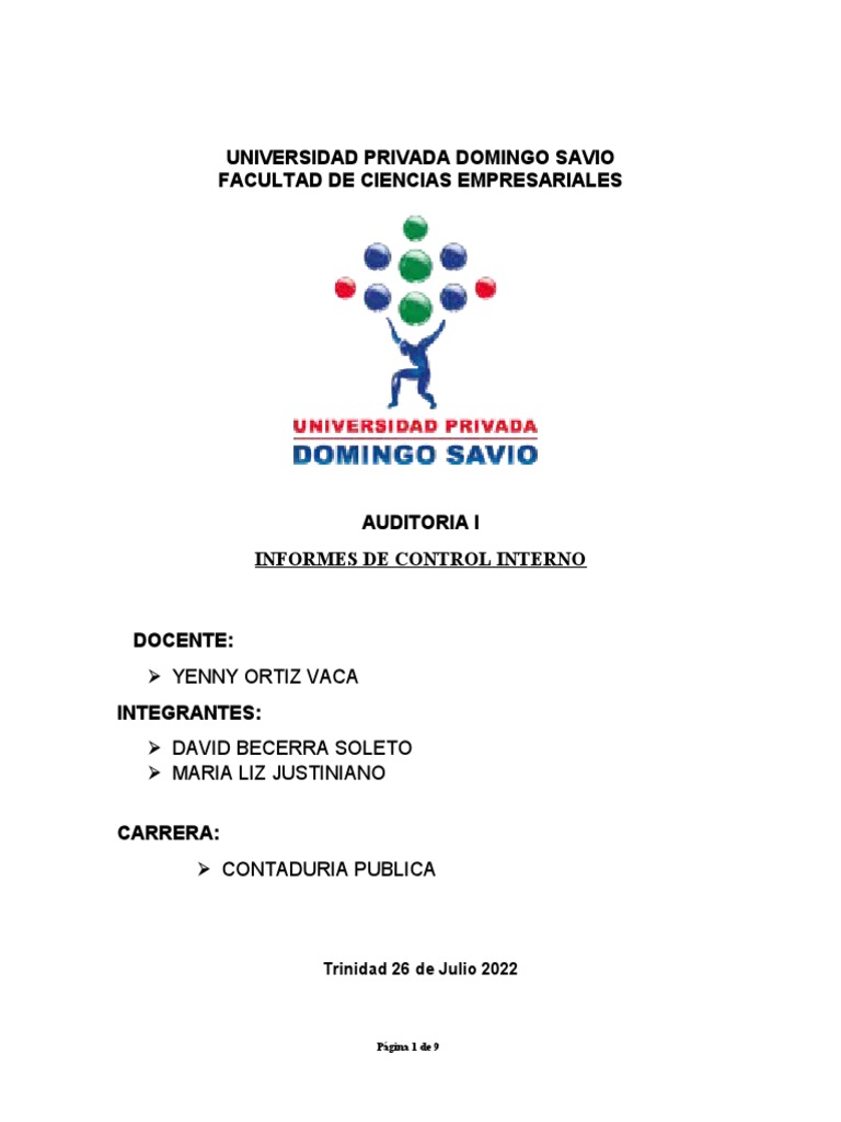 Informes de Control Interno en Auditoría | PDF | Auditoría | Contralor