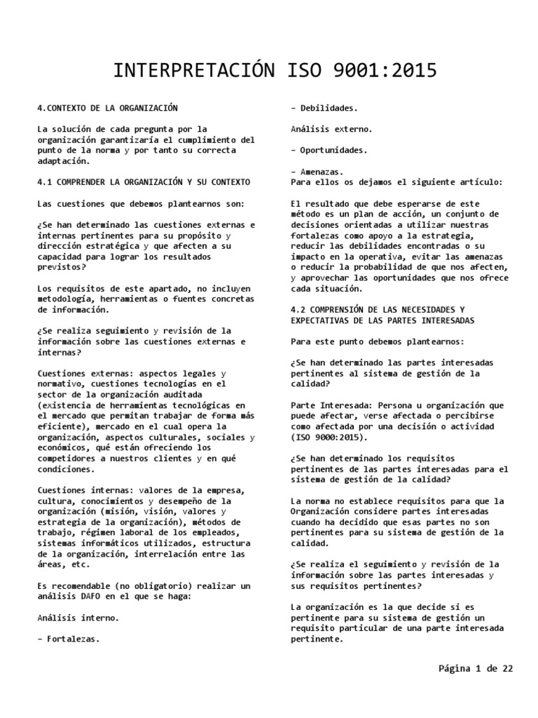 Interpretación ISO 9001 2015 | PDF | Calidad (comercial) | Gestión de ...
