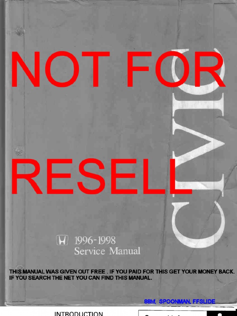 1996-1998 Honda Civic Service Guide | PDF | Airbag | Automatic