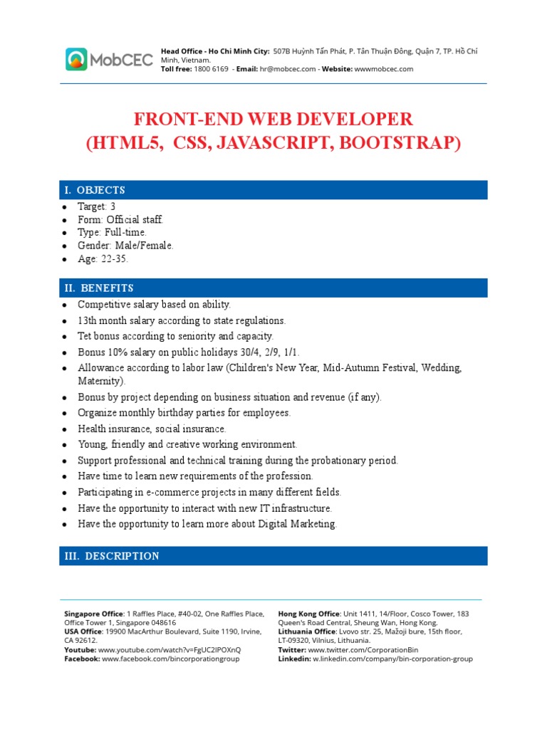 Front-End Web Developer (Html5, CSS, Javascript, Bootstrap) - EN | PDF ...