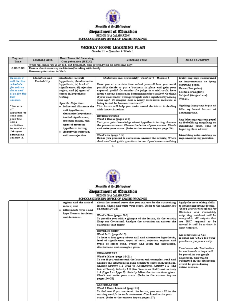 SHS - Statistics and Probability - Quarter 4 - Week 1 | PDF ...