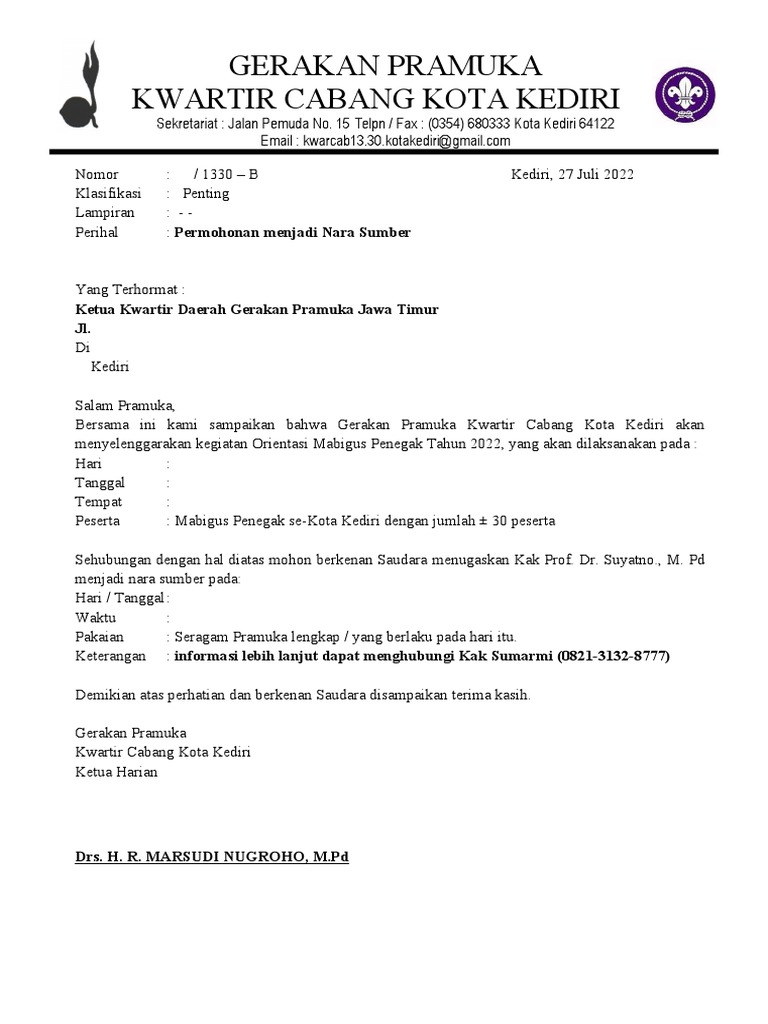 Surat Permohonan Narasumber | PDF