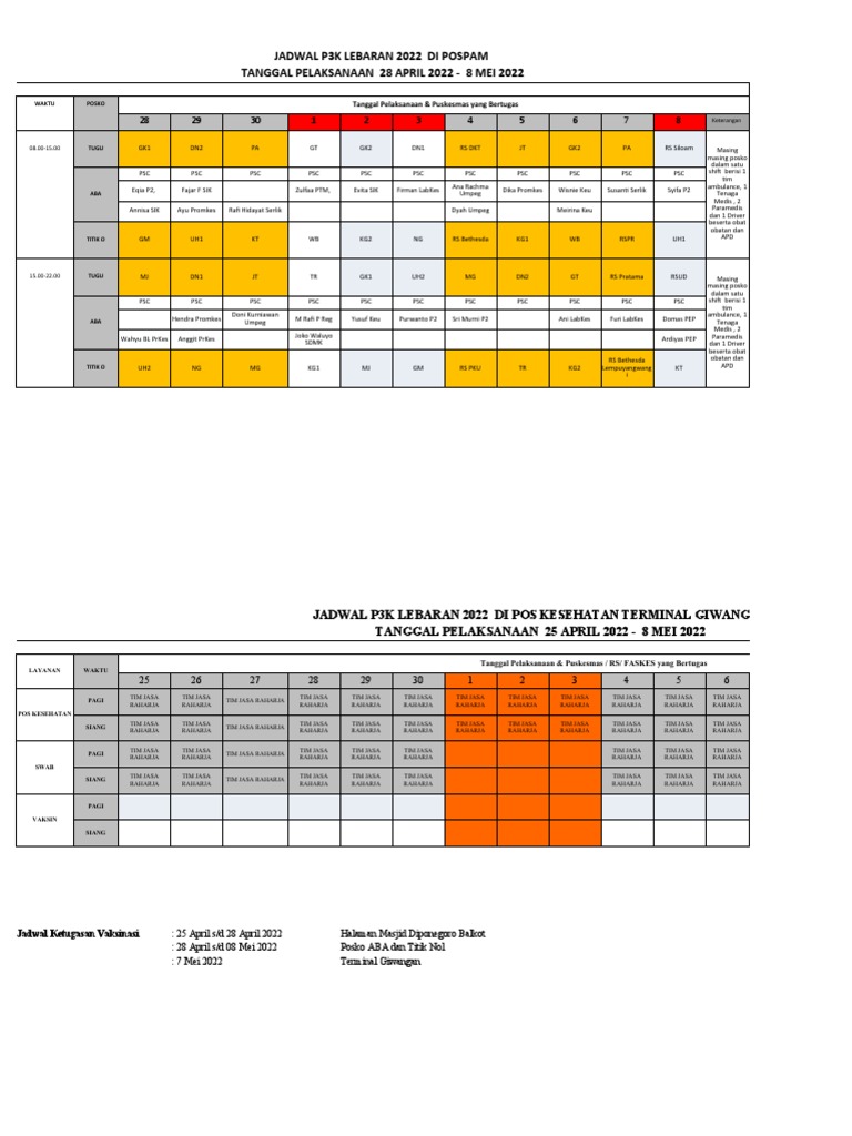 Jadwal Posko Lebaran 2022 LENGKAP PDF