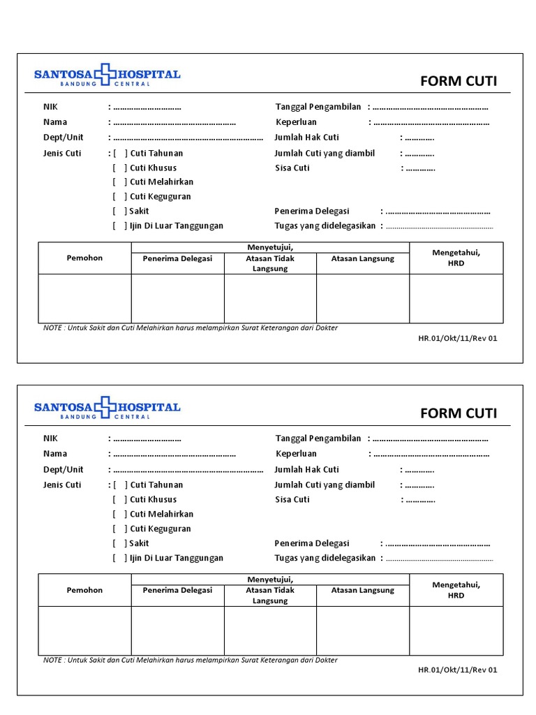 Rev.01 (HR.01) Form Cuti | PDF