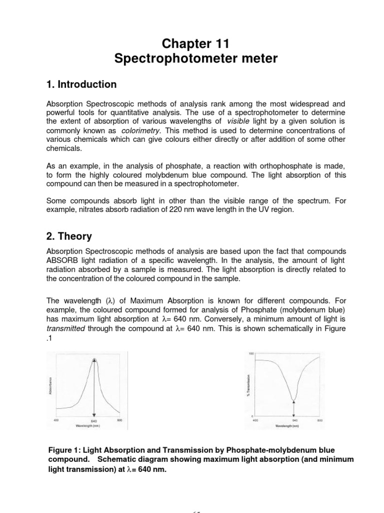 Spectrophotometer Meter: Transmitted Through The Compound at | PDF ...