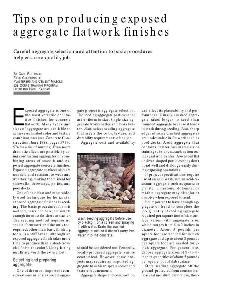 Concrete Construction Article Pdf Tips On Producing Exposed Aggregate
