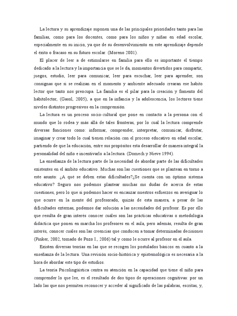 Importancia de la Lectura en la Educación | PDF | Aprendizaje | Método ...