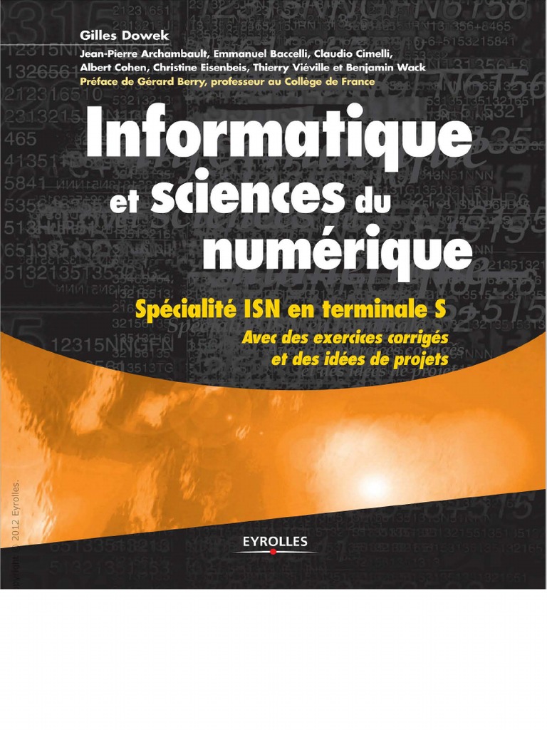 Informatique Et Sciences Du Numérique - Spécialité ISN en Terminale S ...