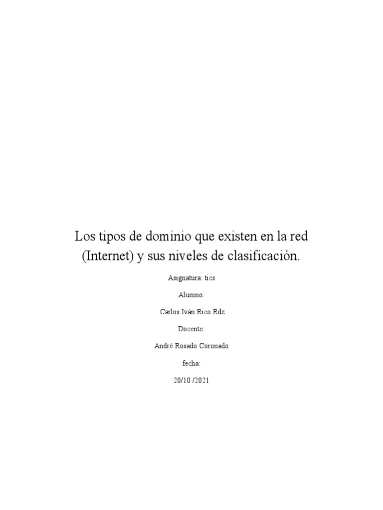 Los Tipos de Dominio Que Existen en La Red | PDF | Nombre de dominio ...