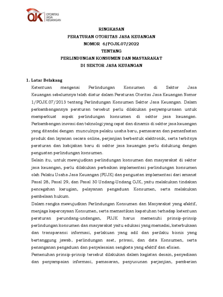 Ringkasan Pojk 6 - 07 - 2022 | PDF