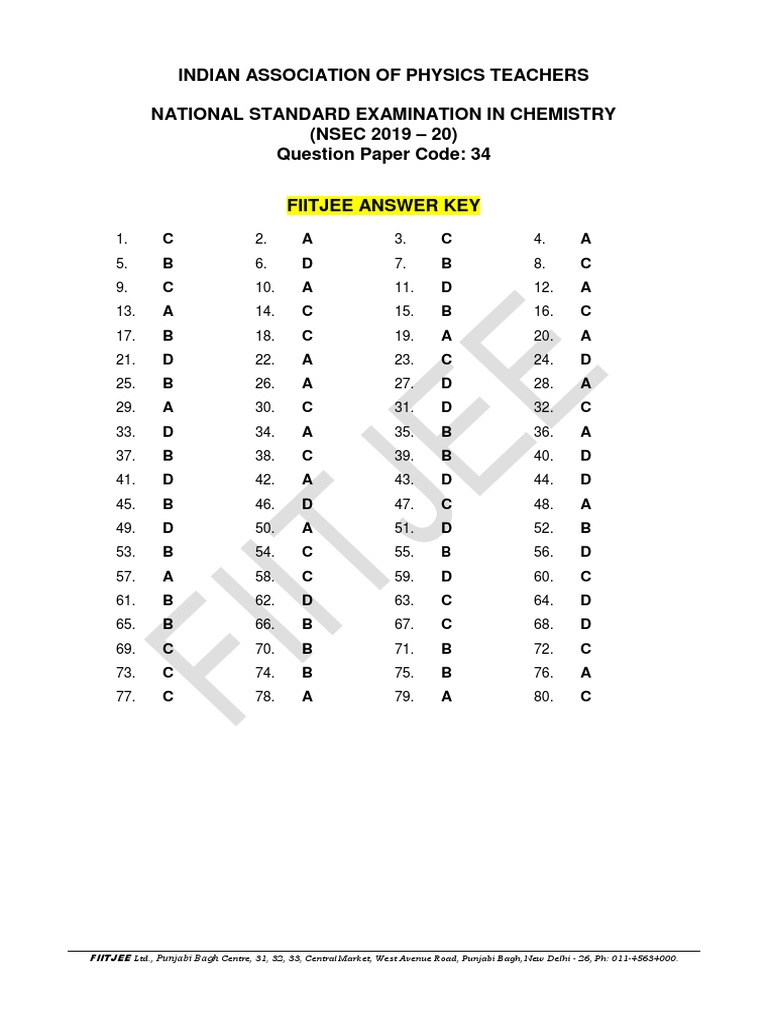 Indian Association of Physics Teachers National Standard Examination in ...