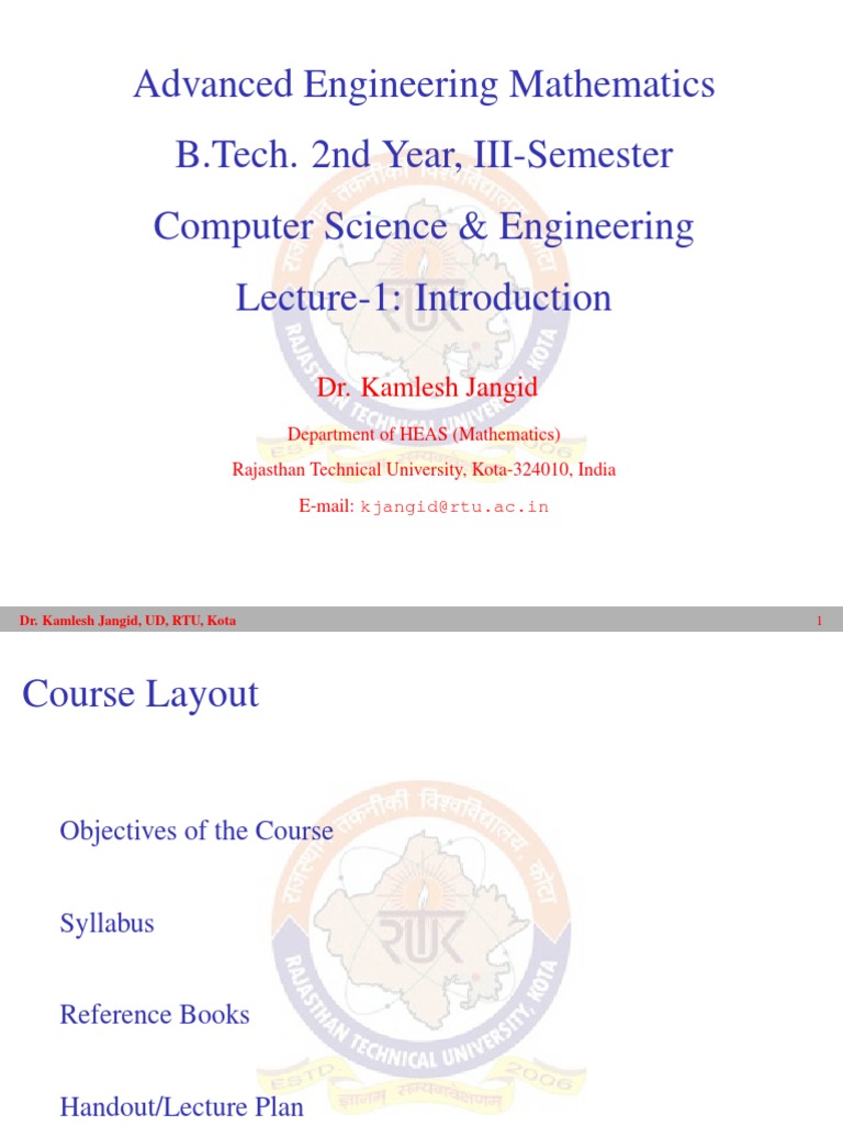 Advanced Engineering Mathematics B.Tech. 2nd Year, III-Semester ...